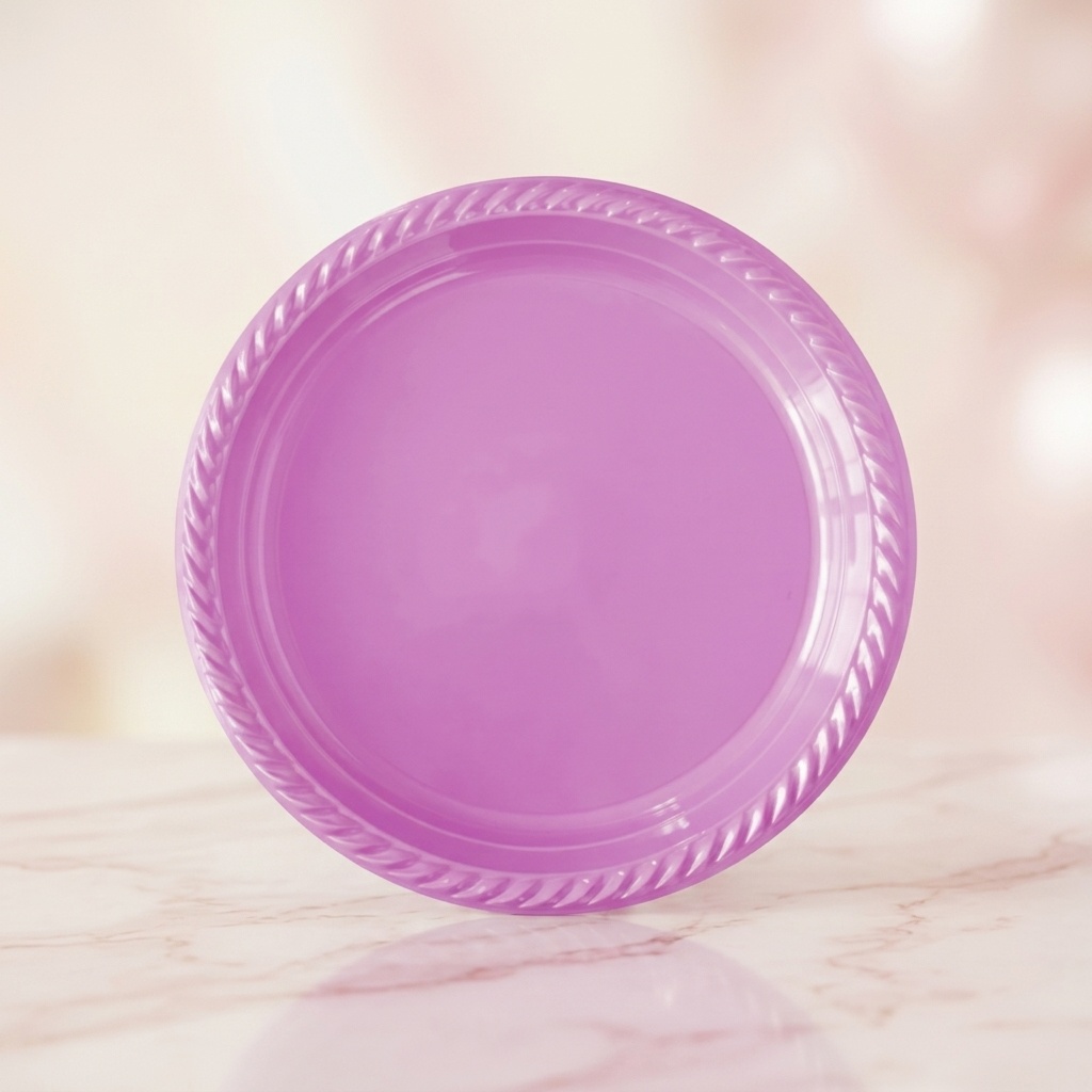 8681944316635.jpg Pembe Tek Kullanımlık Plastik Tabak 22 cm 24'lü - Görsel 1