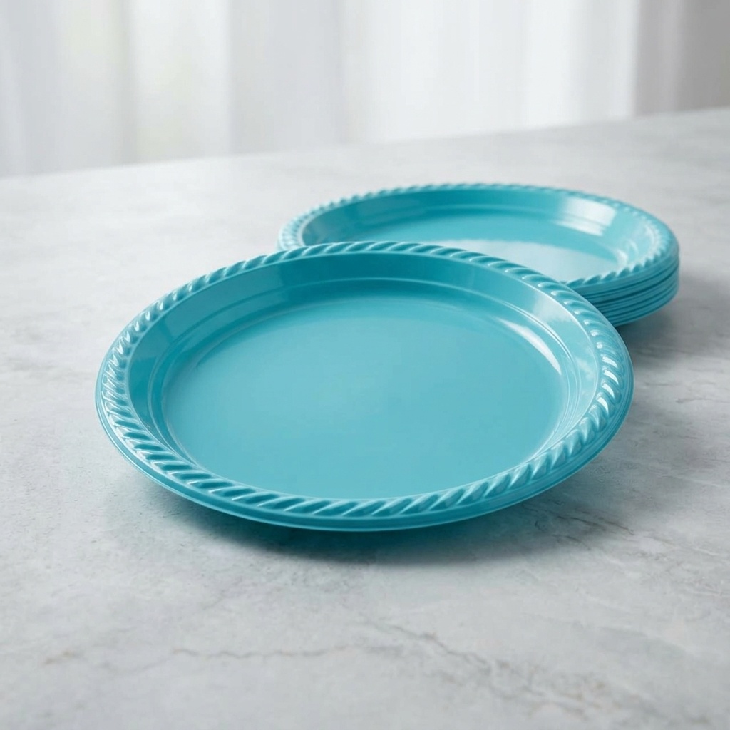 8681944316642.jpg Kikajoy Mavi Tek Kullanımlık Plastik Tabak 22 cm 24'lü - Görsel 1