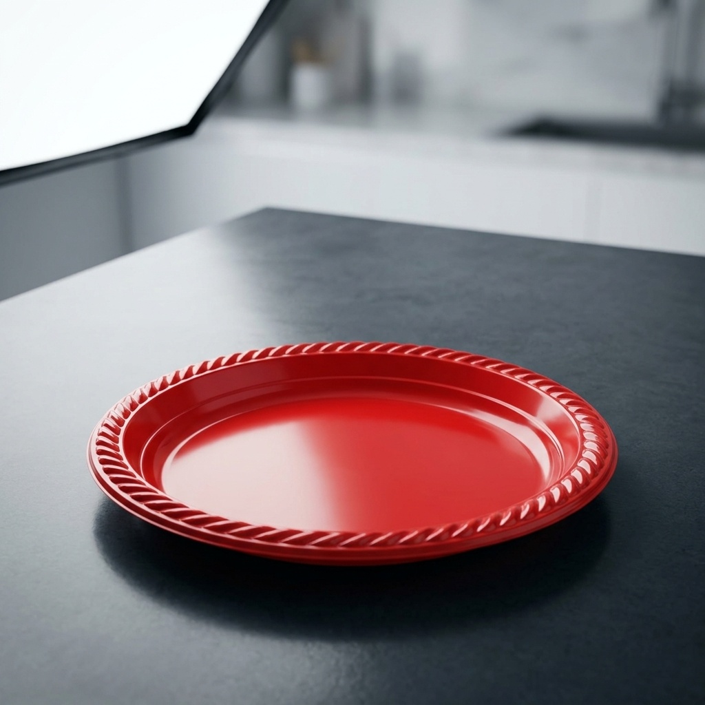 8681944316673.jpg Kullan At Kırmızı Plastik Tabak 22 cm 24 Adet - Görsel 1