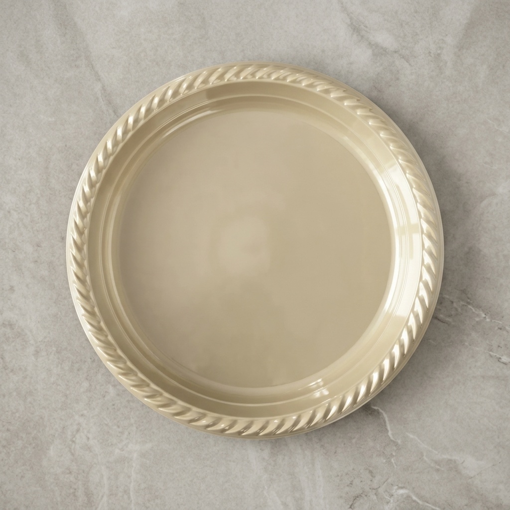 8681944316680.jpg Kikajoy 22 cm Krem Tek Kullanımlık Plastik Tabak 25 Adet - Görsel 1