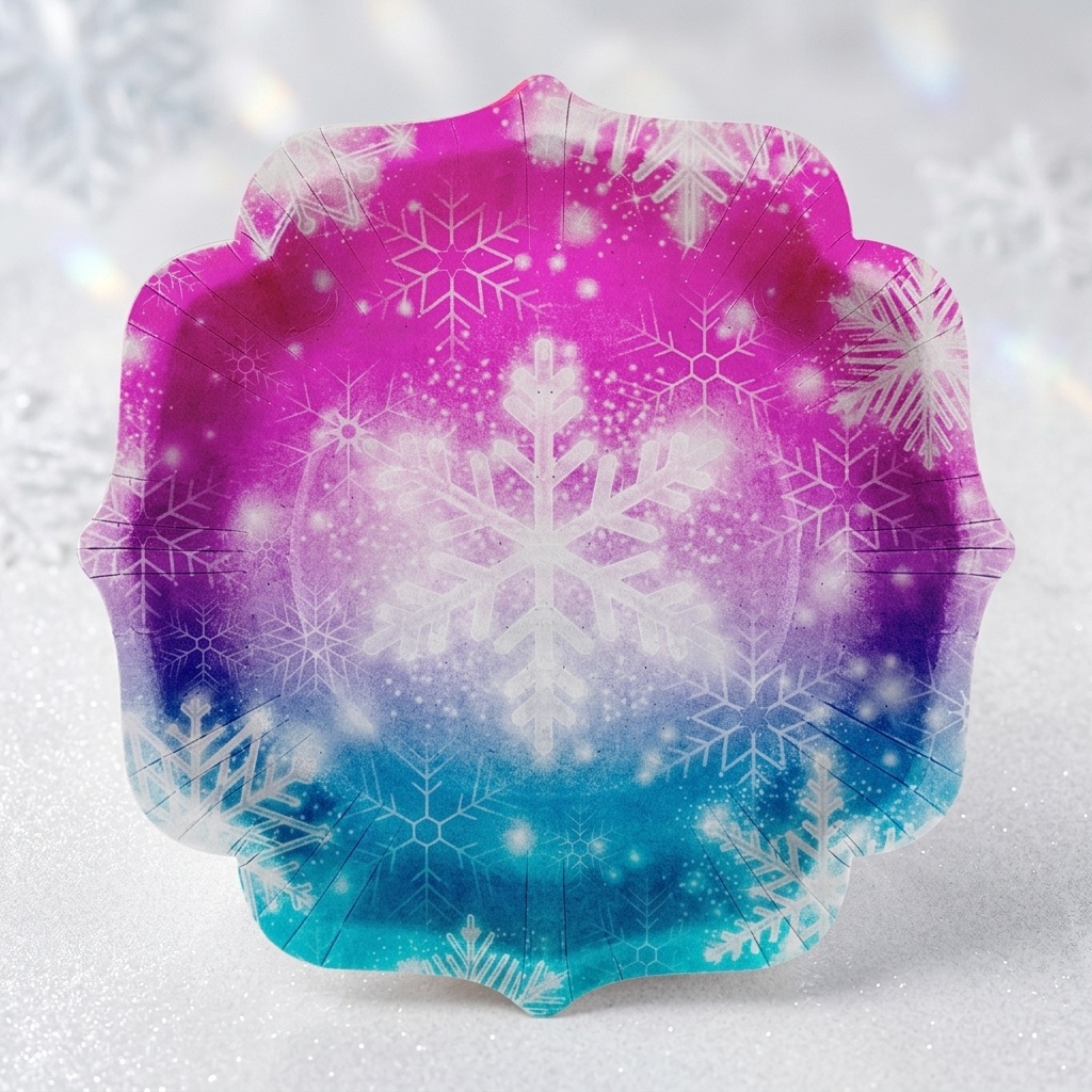 8681944320359.jpg Snowflakes Desenli Karton Tabak 23 cm 8'li Paket - Görsel 1