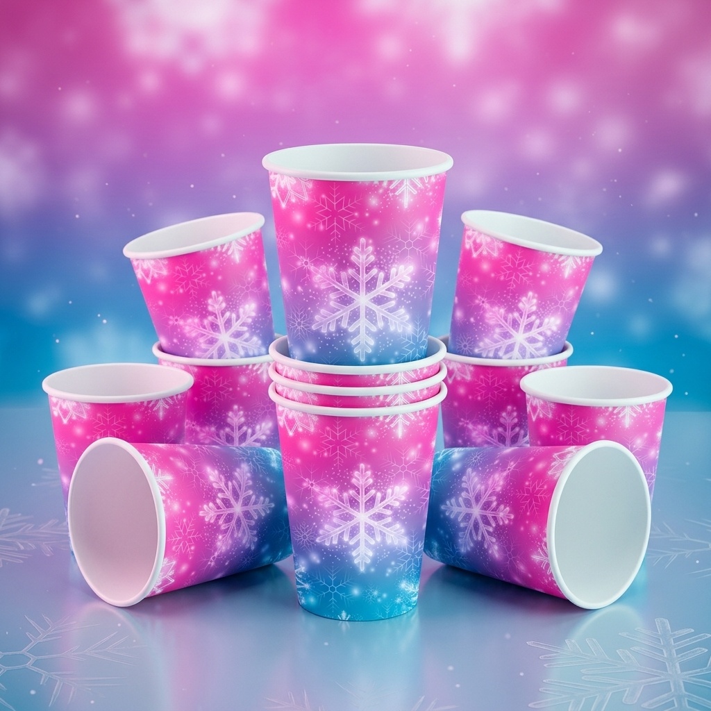 8681944320366.jpg Snowflakes Desenli Karton Bardak 8'li Paket - Görsel 1