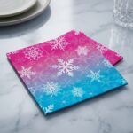 Snowflakes Desenli Pembe-Mavi Kağıt Peçete