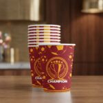 Champion Sarı Kırmızı Tasarımlı 8oz Karton Bardak 8'li