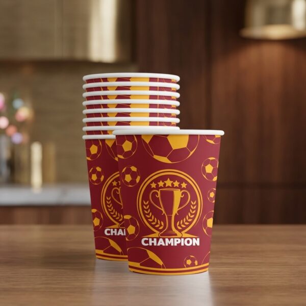 Champion Sarı Kırmızı Tasarımlı 8oz Karton Bardak 8'li