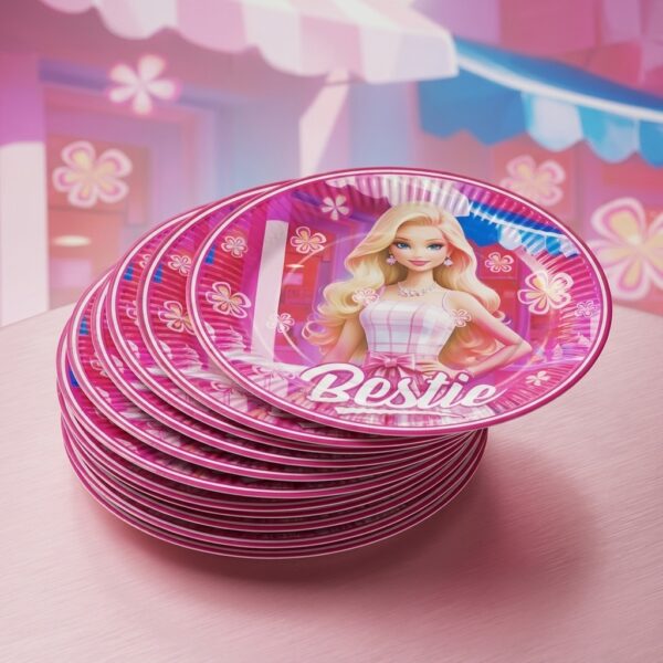 Barbie Bestie Temalı 23 cm Karton Tabak 8'li Paket