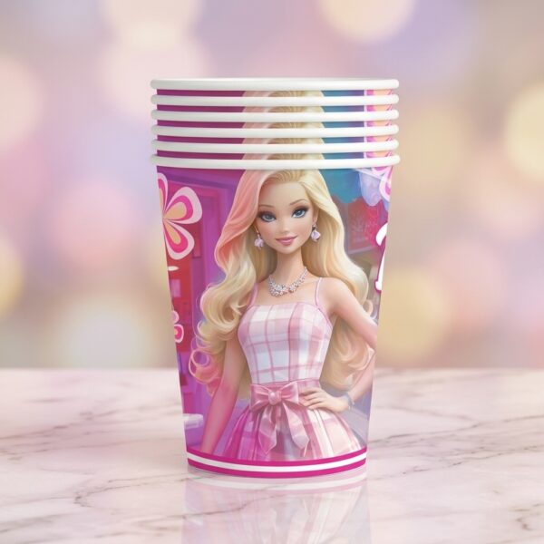 Barbie Baskılı 8'li Karton Bardak 8 oz