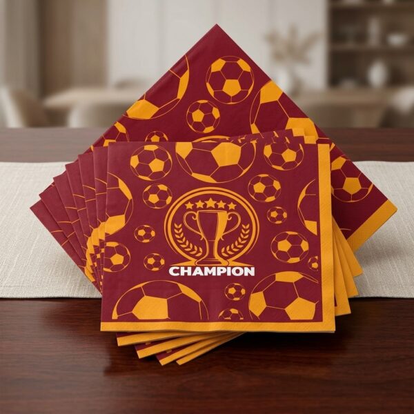 Champion Temalı Sarı Kırmızı Kağıt Peçete 33x33 cm 16'lı