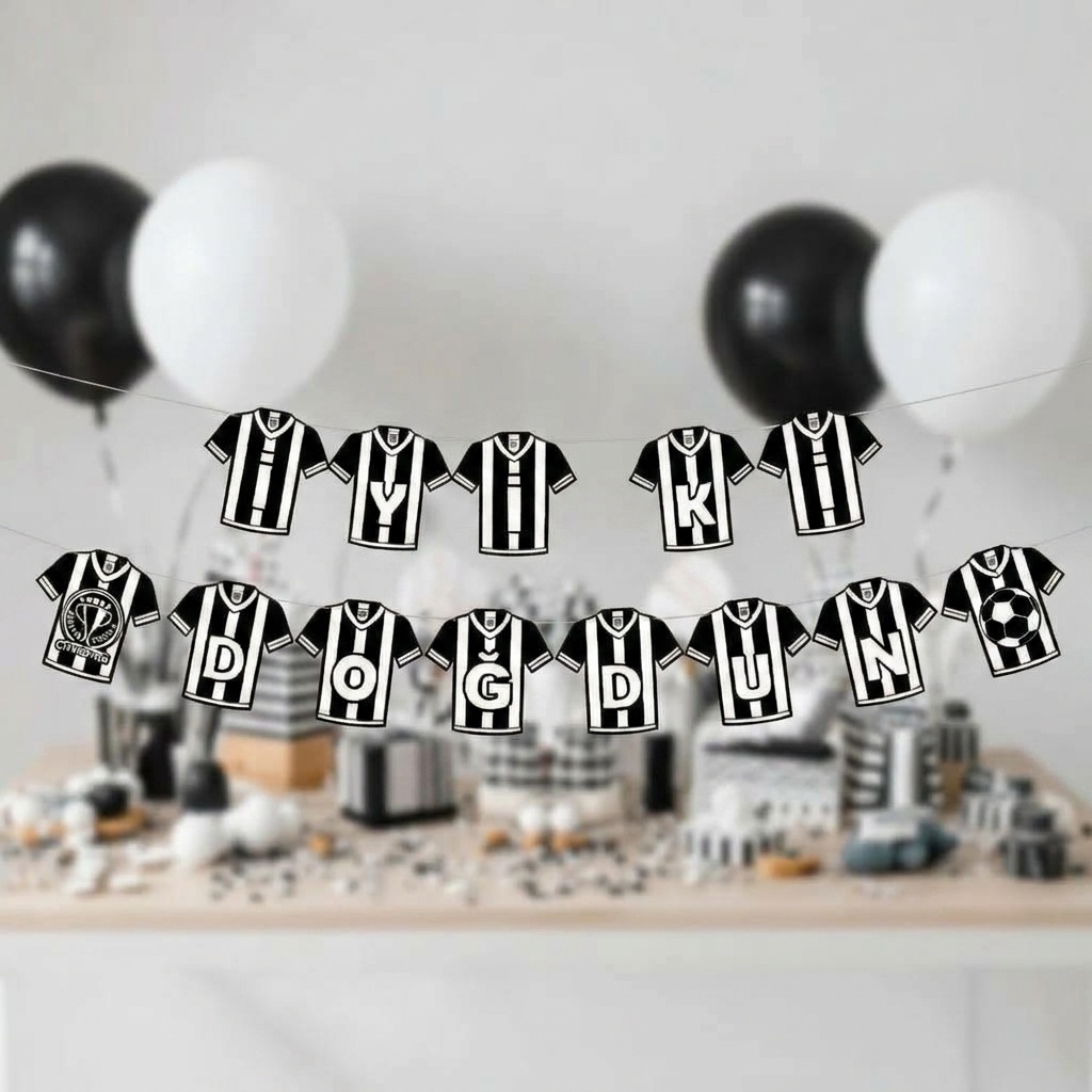 8681944321455.jpg Beşiktaş BJK Forma Tasarımlı İyi Ki Doğdun Parti Bannerı 270 Cm - Görsel 1