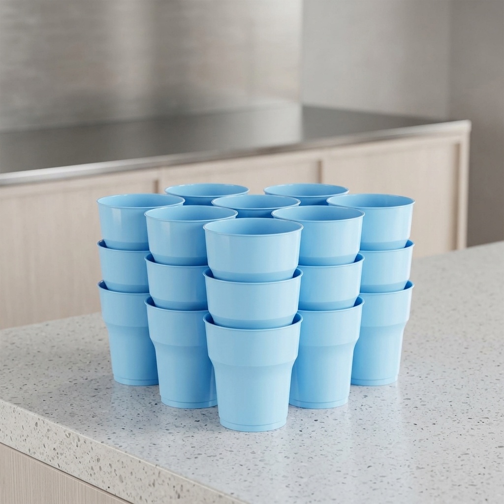 8681944322391.jpg 24'lü Açık Mavi Tek Kullanımlık Plastik Bardak Seti - Görsel 1