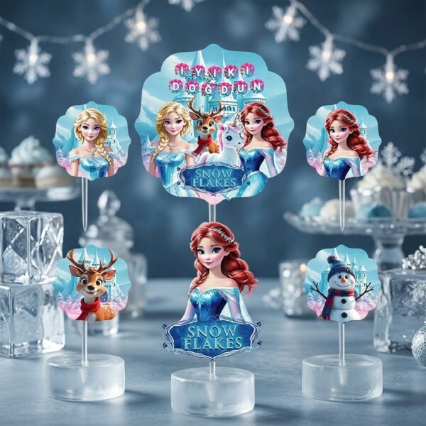 Snowflakes Temalı Çocuk Doğum Günü Pasta Süsü Seti
