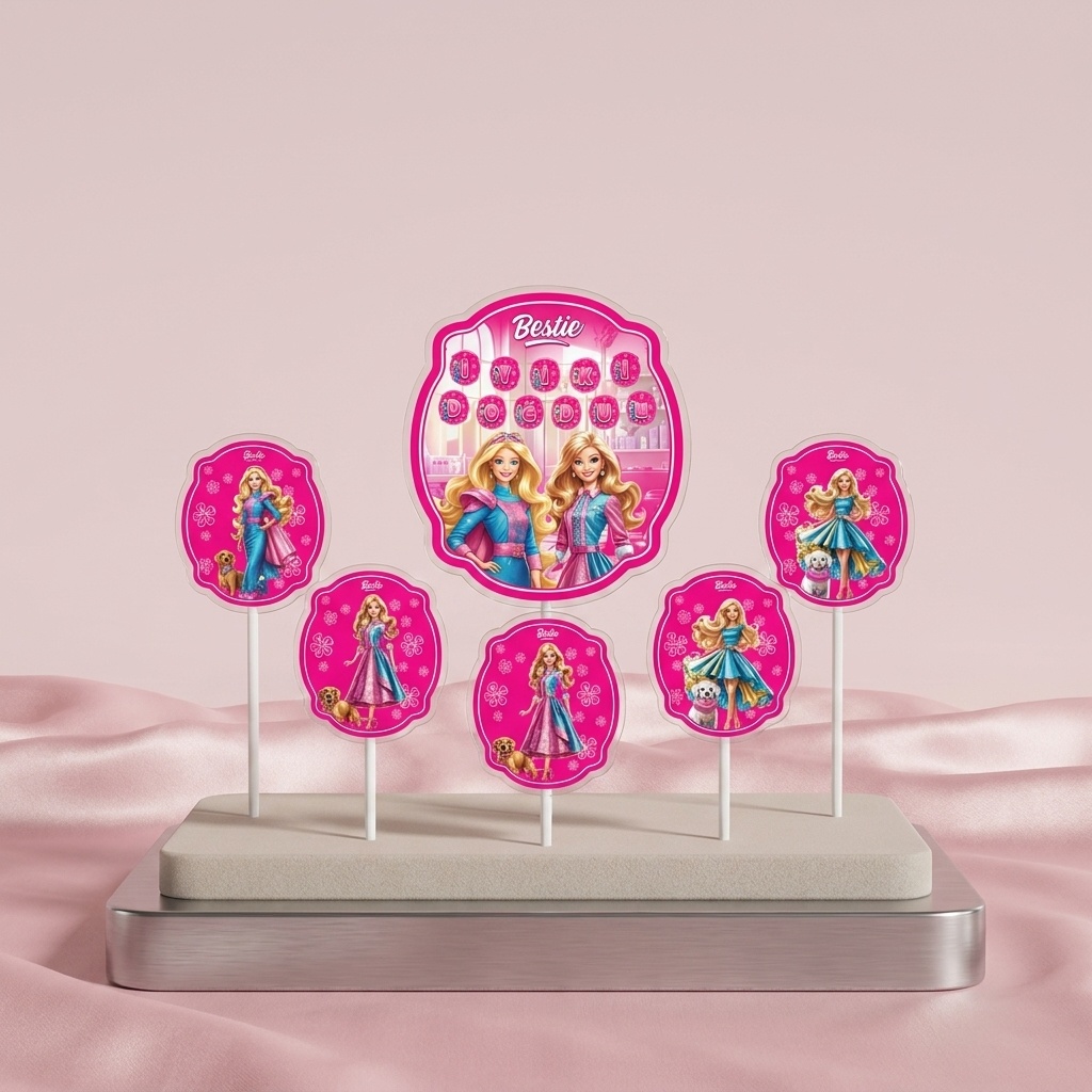 8681944322896.jpg Barbie Bestie Temalı Pasta Süsü 6'lı Set - Görsel 1