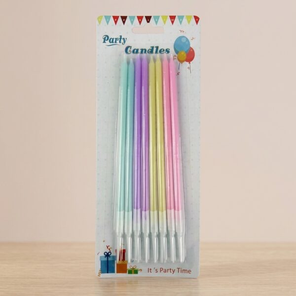 Doğum Günü Mumu Pastel Makaron Karışık Renk 19 cm 8 Adet