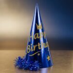 Koyu Mavi Happy Birthday Yazılı Püsküllü Karton Doğum Günü Şapkası