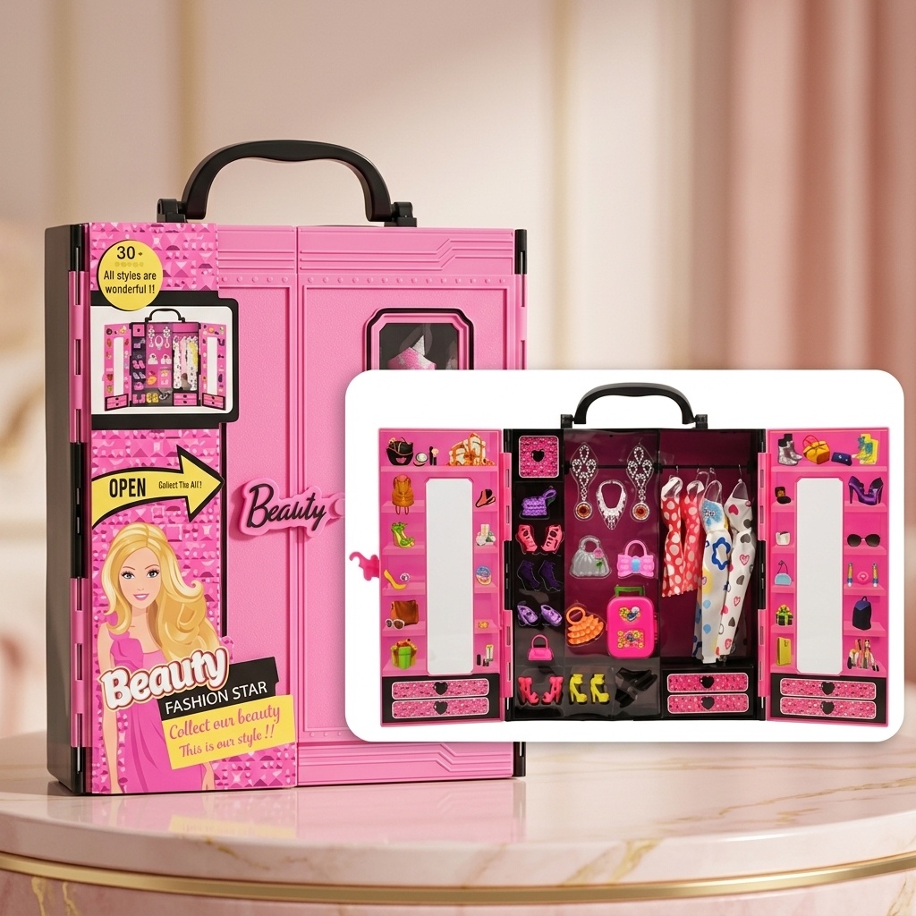 8682124000221.jpg Beauty Fashion Star 30 Parça Aksesuarlı Oyuncak Gardırop Seti - Görsel 1