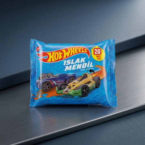 Hot Wheels Desenli 20'li Mini Cep Mendili | Çocuk Okul Mendili | Kompakt Hijyen