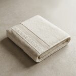Nurpak Tuna Keten Dokulu Banyo Havlusu 50x90 cm Krem