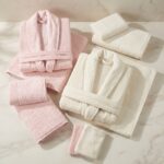 Nurpak Sevgi 8 Parça Aile Bornoz Seti Pembe-Ekru