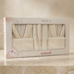 Ensoft Lena Silver 8 Parça Bornoz Seti Krem