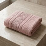 Nurpak 70x140 cm Desenli Banyo Havlusu Pudra