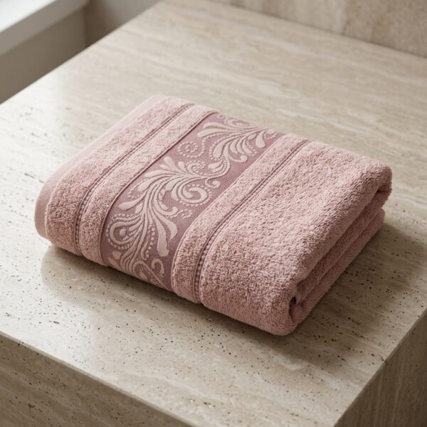 Nurpak 70x140 cm Desenli Banyo Havlusu Pudra