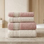 Nurpak Tuana 4'lü Keten Gipürlü Banyo Havlusu Seti (2 Adet 90x150 cm, 2 Adet 50x90 cm)