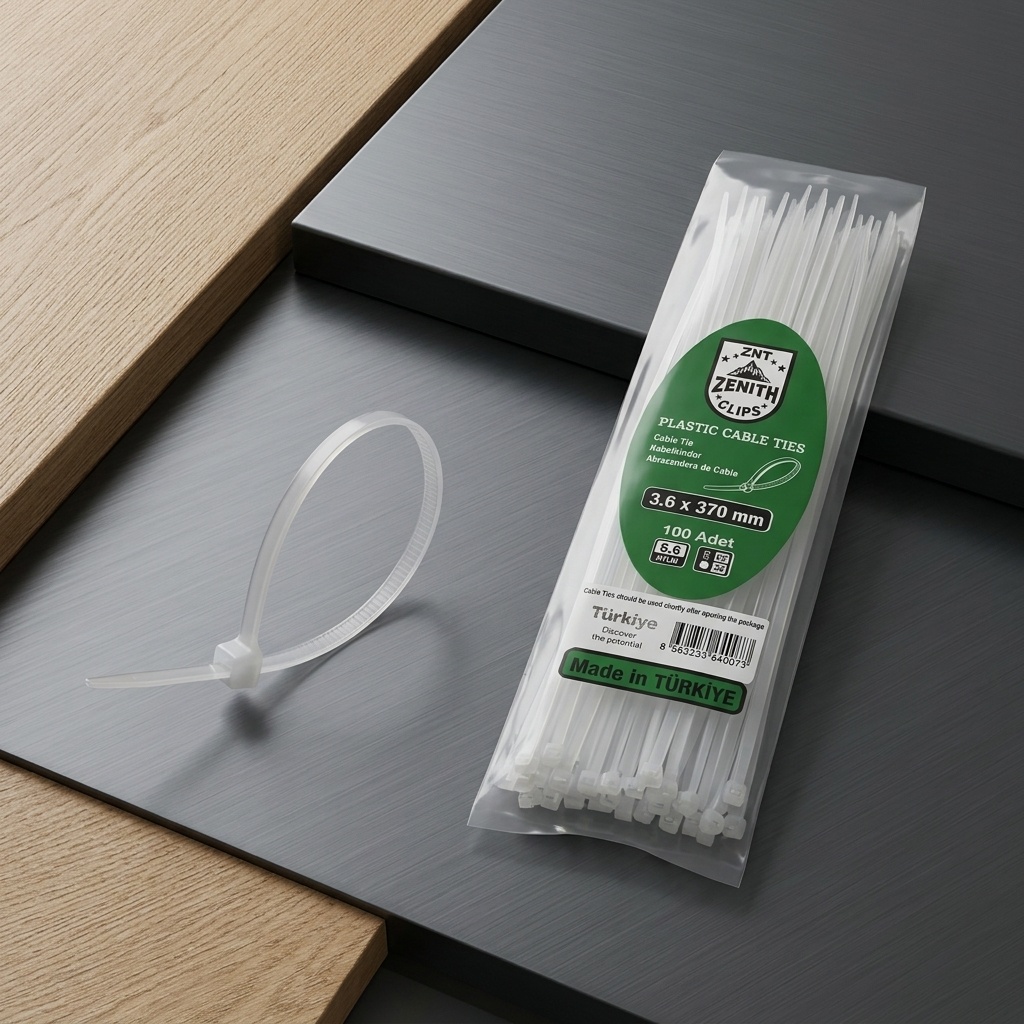 8682530640073.jpg Zenith 3.6 x 370 mm Plastik Kablo Bağı Beyaz 100 Adet - Görsel 1