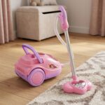 Can Ali Toys Elektrikli Şirin Süpürgem Oyuncak, Işıklı ve Sesli, 19 cm, Pembe