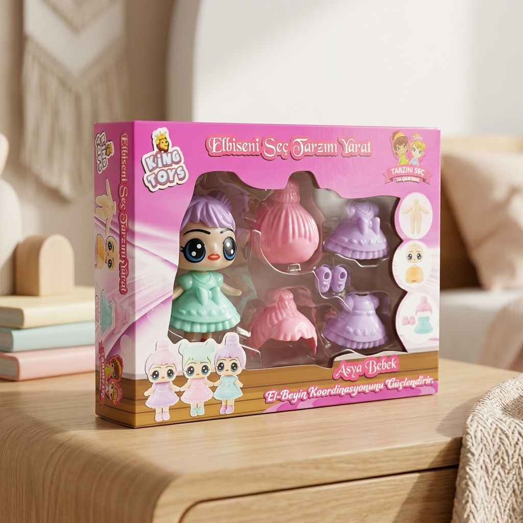 8683092511573.jpg King Toys ENG-1157 Asya Bebek Değiştirilebilir Kıyafetli Set - Görsel 1