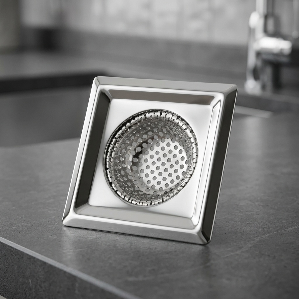 8683288339530.jpg Yakut 7 cm Kare Metal Lavabo Süzgeci - Görsel 1