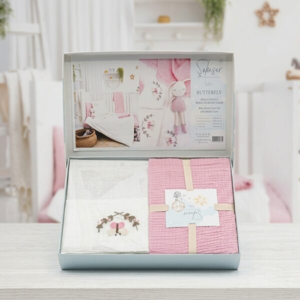 Şaheser Home Collection Baby Butterfly Müslin Bebek Nevresim Takımı