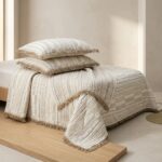 Şaheser Home Collection Lia Jakarlı Müslin Yatak Örtüsü Seti Bej 240x260 cm