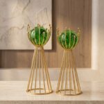 Leila İkili Yeşil Kristal Küre Seti 30 cm - 26 cm