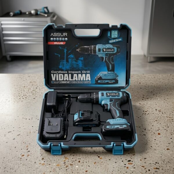 Assur ASR275 12V 17 Parça Dijital Ekranlı Şarjlı Darbeli Vidalama Makinesi Mavi