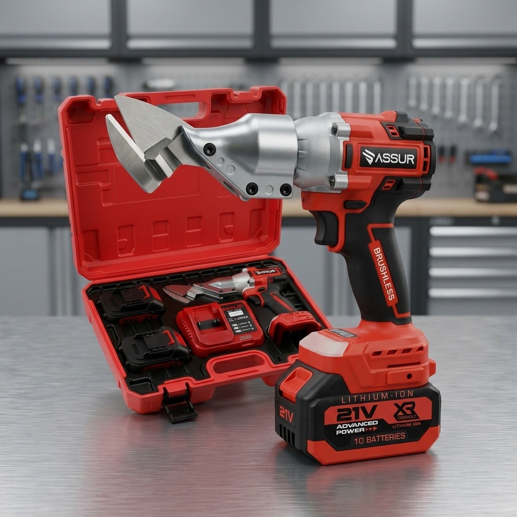 8684049006623.jpg Assur 21V Kömürsüz Motorlu Akülü Sac Makası Seti - Çift Akülü Çantalı - Görsel 1
