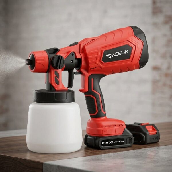 Assur ASR827 21V Çift Akülü Boya Püskürtme Tabancası Kırmızı
