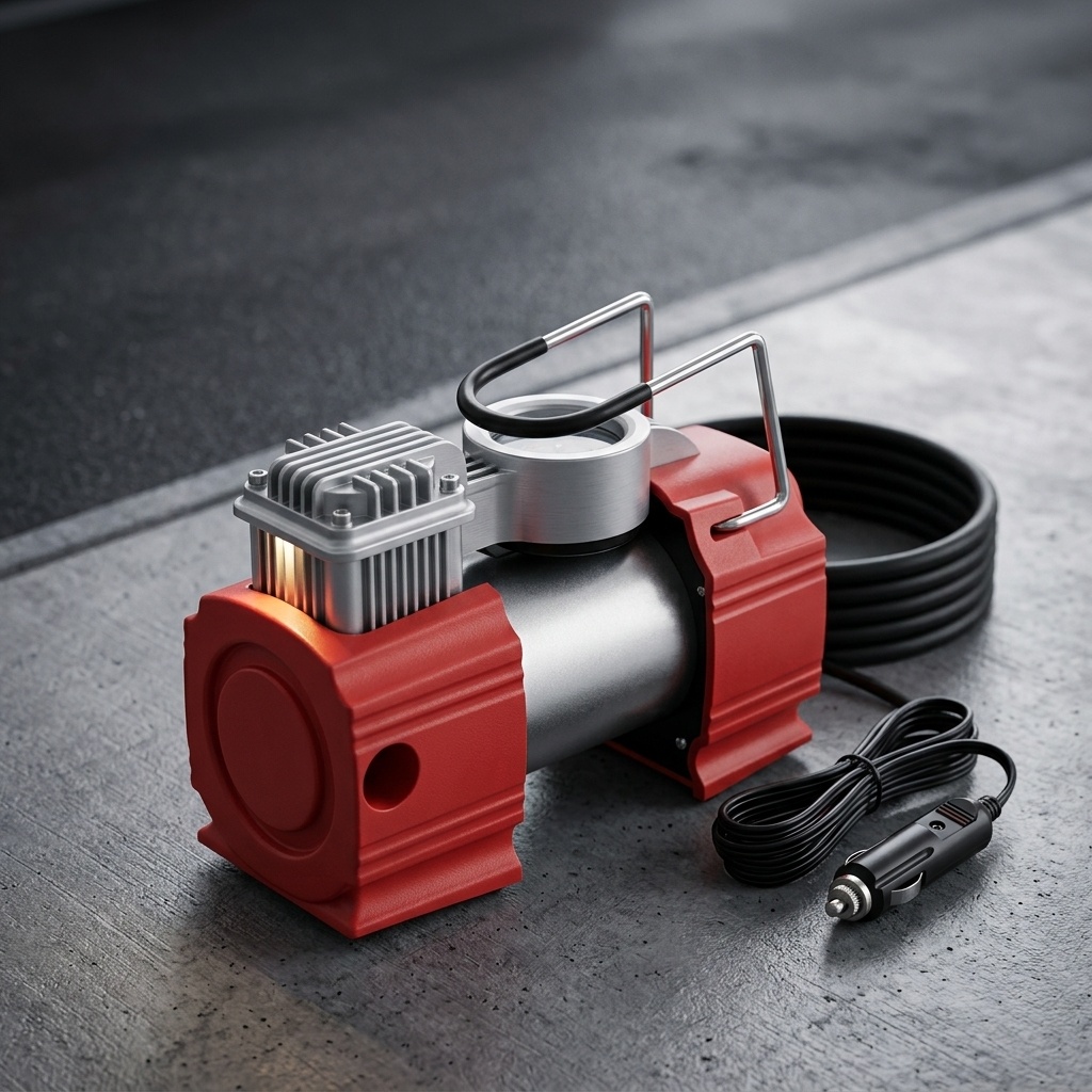8684049080487.jpg Assur ASR8048 12V 150 PSI Taşınabilir Oto Hava Kompresörü Kırmızı - Görsel 1