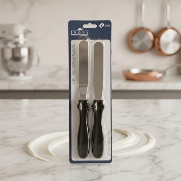 Ivory 2 Parça Pasta Spatulası Seti Düz ve Eğik 22 cm