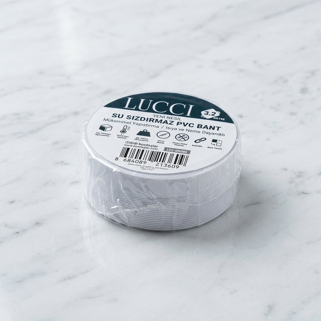 8684089213609.jpg Lucci Sızdırmaz PVC Su Yalıtım Bandı 3.2 Metre Beyaz - Görsel 1