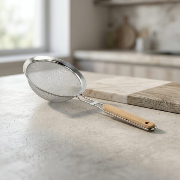 Ivory 14 cm Paslanmaz Çelik Bambu Saplı Süzgeç
