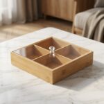 Mapero Bambu 4 Bölmeli Çerezlik Sunum Tabağı 21x21 cm | Doğal Ahşap - Görsel 2