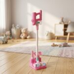 Clean Time Pilli Pembe Oyuncak Süpürge Temizlik Seti