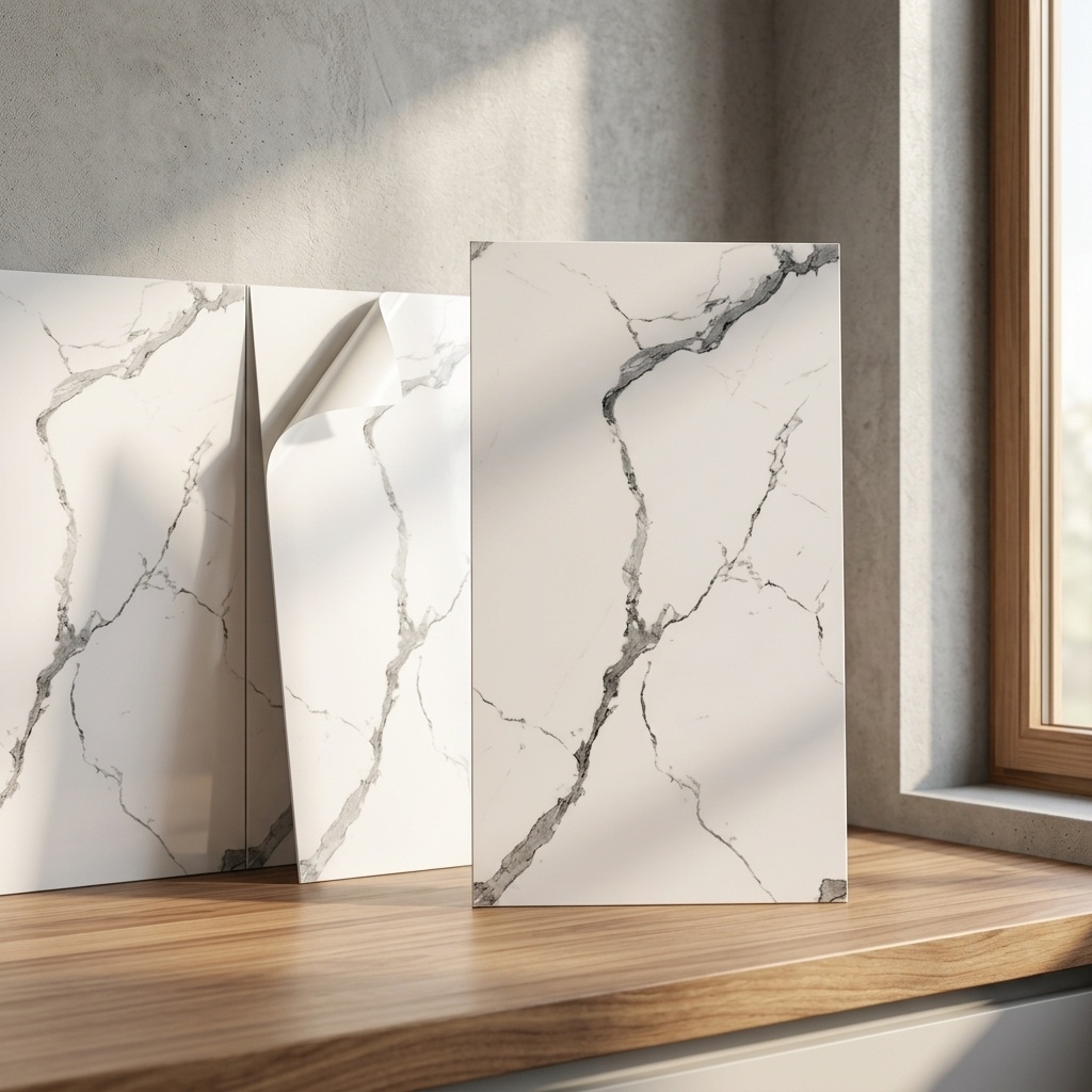 8684521106032-1.jpg Cebe Home Mermer Desenli Kendinden Yapışkanlı Duvar Paneli 70x38 cm | Suya Dayanıklı - Görsel 1