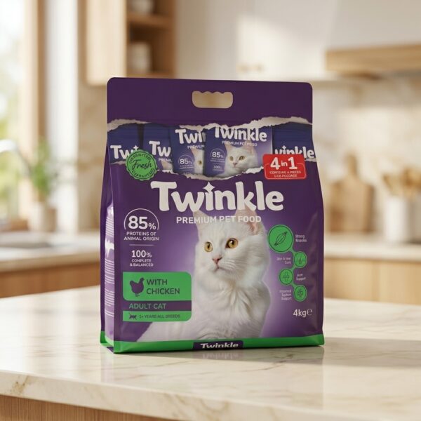 Bioes Twinkle Tavuklu Yetişkin Kedi Maması 4 kg (4x1 kg) – Premium Tam Beslenme