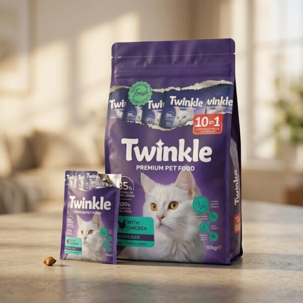 Bioes Twinkle Kısırlaştırılmış Tavuklu Yetişkin Kedi Maması 10 kg (10x1 kg) – Premium Kısır Kedi Maması