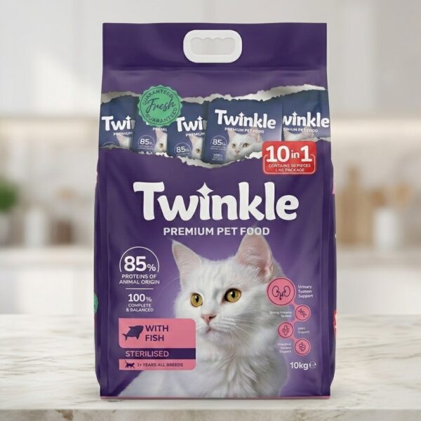 Bioes Twinkle Kısırlaştırılmış Balıklı Yetişkin Kedi Maması 10 kg (10x1 kg) – Kısır Kedi Özel Formülü