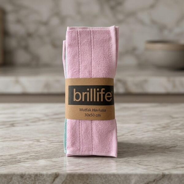 Brillife 4'lü Mutfak Havlusu 30x50 cm Pembe