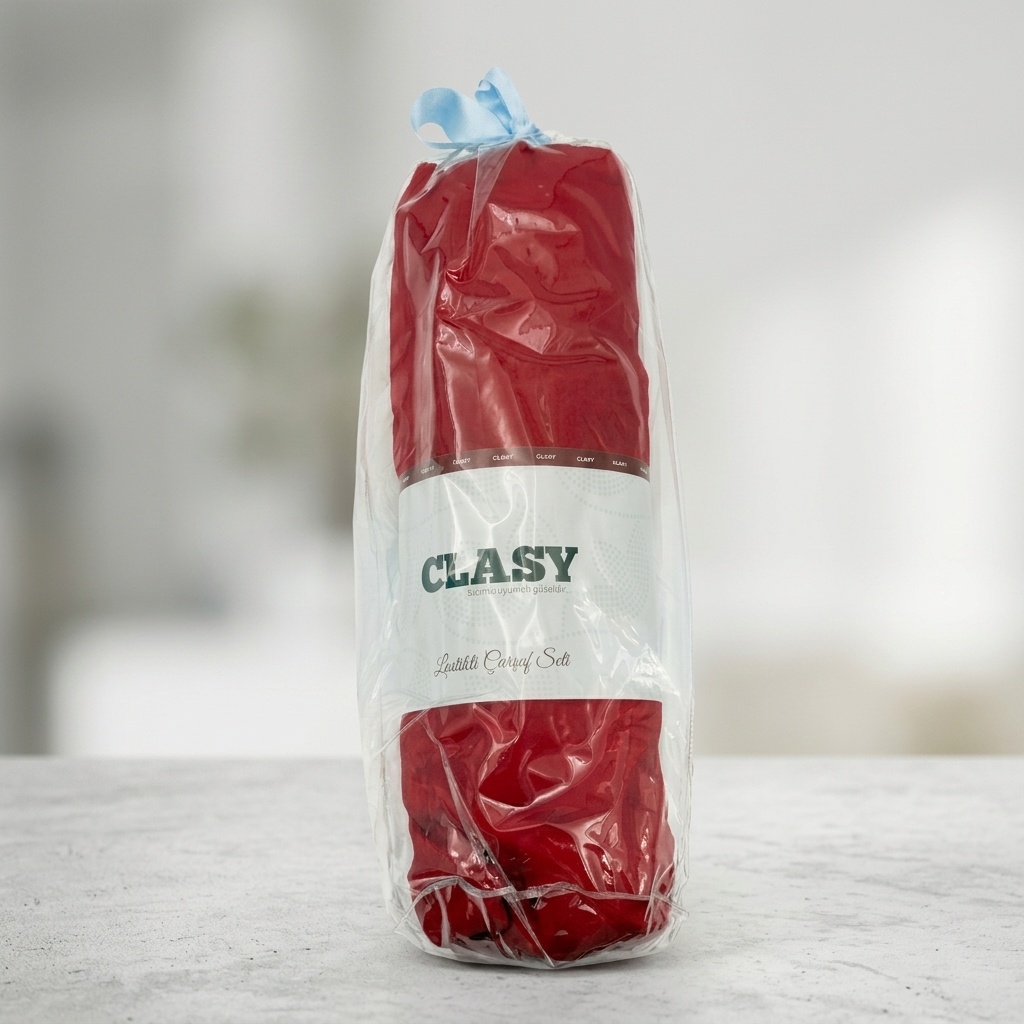 8689808396317.jpg Clasy Lastikli Çarşaf Seti 180x200 cm - Kırmızı - Görsel 1