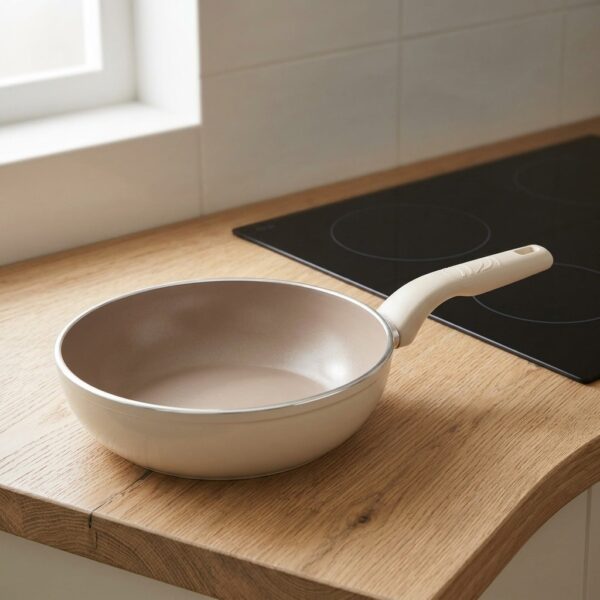Korkmaz Ornella A3984 24 cm Granit Wok Tava - Vanilya