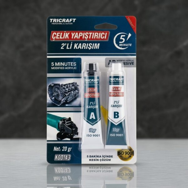 TRİCRAFT Çelik Yapıştırıcı 5 Dakika Etkili 2'li Karışım 20 Gr